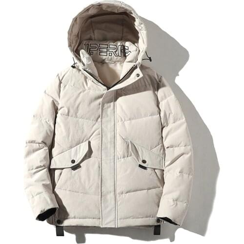 Covrlge Down Jacket Trendy Hooded Mens White Duck Down Jacket Stand Collar Embroidered Men Winter Warm Causal Coat US MWY034