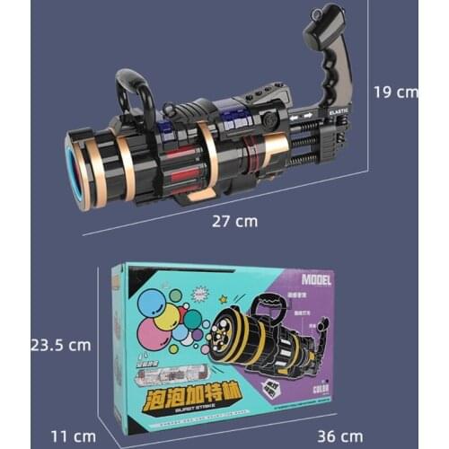 Summer Toy Outdoor Games Gatling Bubble Machine Musical Bubble Maker Realistic Toy with Light Outdoor Gift for Toddler 69HE