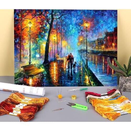 Melody The Night Pre-Printed 11CT Cross-Stitch DIY Embroidery Complete Kit DMC Threads Handicraft Hobby Needlework Counted