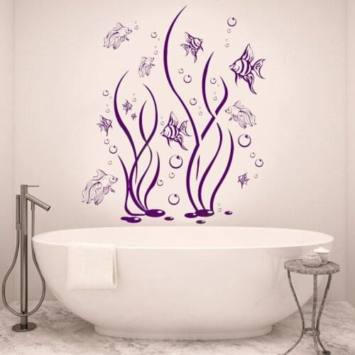 The Underwater World Decals Seaweed Fish Bubbles Vinyl Art Sticker Interior Home Decoration Bathroom Self-adhesive Murals E802