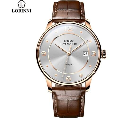 LOBINNI 2021 New Men Watches Automatic Mechanical Wrist Watch Seagull Top Brand Dress Simple Watch Curved Sapphire Glass Clock