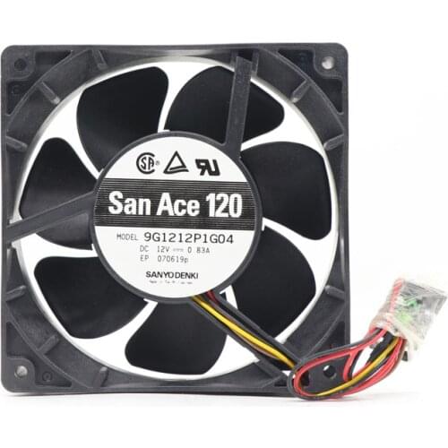 New Original SANYO 9G1212P1G04 120X120X38mm 12VDC 0.83A 11.76W 137 CFM 3-wire DC Tubeaxial Fan