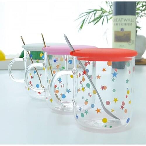 Novelty 3d Lid Cartoon Cute Water Glass Transparent Mug Drinking Borosilicate Glasses Coffee Milk Juice Drinkware Cup