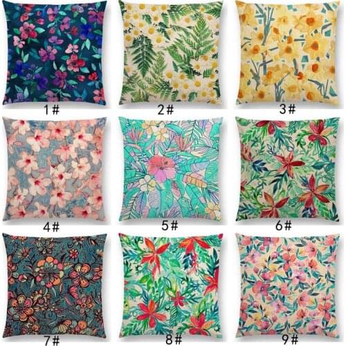 New Colourful Leaves Little Flowers Beautiful Floral Paints Gorgeous Blossom Pattern Car Cushion Cover Sofa Throw Pillow Case