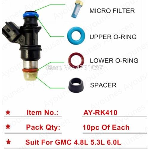 Fuel Injector Repair Kits 10 sets Free shipping For G-MC Chevrolet Cadillac 4.8L 5.3L 6.0L 09-10 (AY-RK410 AY-RK411)