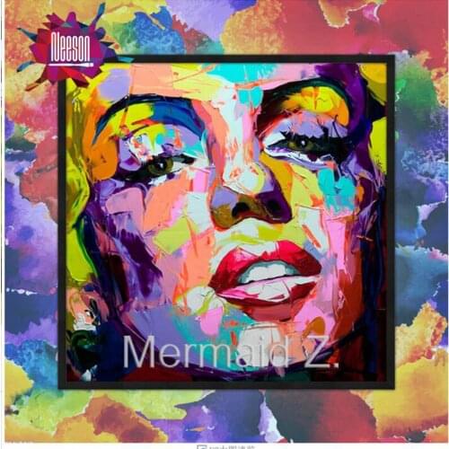 Hand Painted Marilyn Monroe Popular Art Palette Knife Painting Portrait Face Abstract Oil Painting Impasto Figure On Canvas