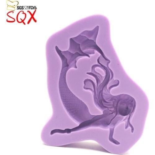 Mermaid Shape 3D Silicone Mold Chocolate Fondant Cake Decorating Tools Kitchen accessories SQ16136