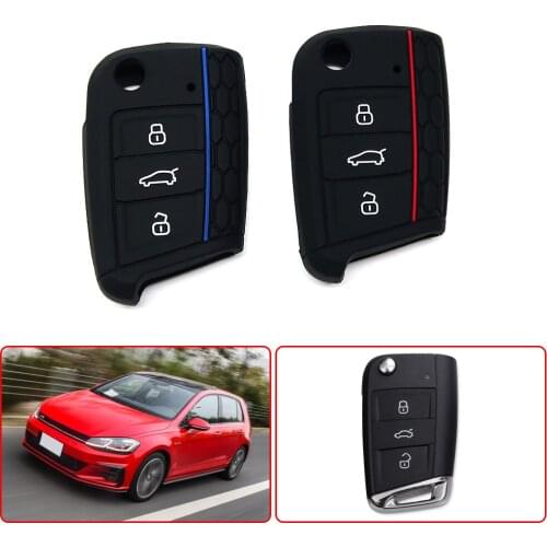 Car Remote Silicone Key Case Cover Trim Protector For VW Polo Tiguan GOLF 7 For Skoda Octavia MK3 2017-2019 Kodiaq Karoq Fabia