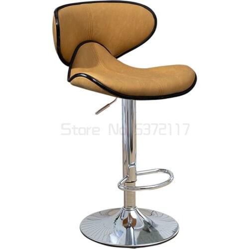 Nordic bar chair Technology cloth bar stool rotary lifting chair backrest cashier front desk chair high stool