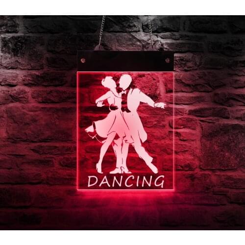 Dancing Partner Multi-color Changeable LED Neon Sign Waltz Pas De Deux Acrylic Luminous Light Board Dance Studio Wall Art Decor