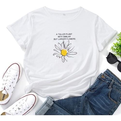 A Taller Plant with Similar But Flowers Print T Shirts Woman Fitted Home Top Loose T Shirt 2021 Summer Casual Woman T-shirt