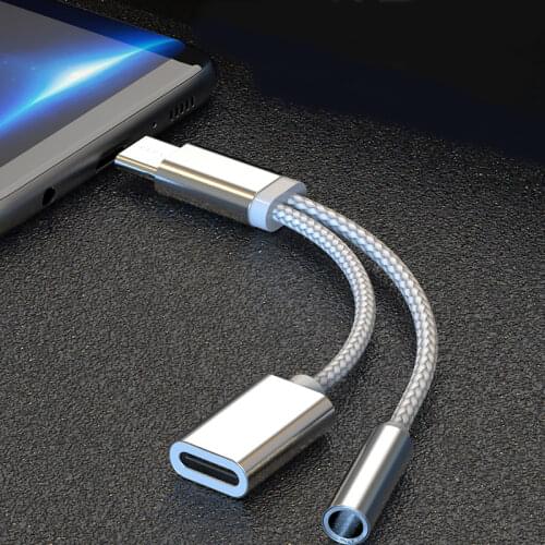 2 In 1 USB Type C Charging Cable Type-C Convertor 3.5mm Audio for Xiaomi Earphone Headphone Adapter for Huawei P20 Pro Lite