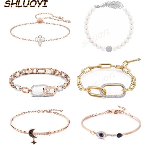 2020 fashion jewelry swa1: 1 exquisite layered hollow oval button feather star moon lady Charm Bracelet