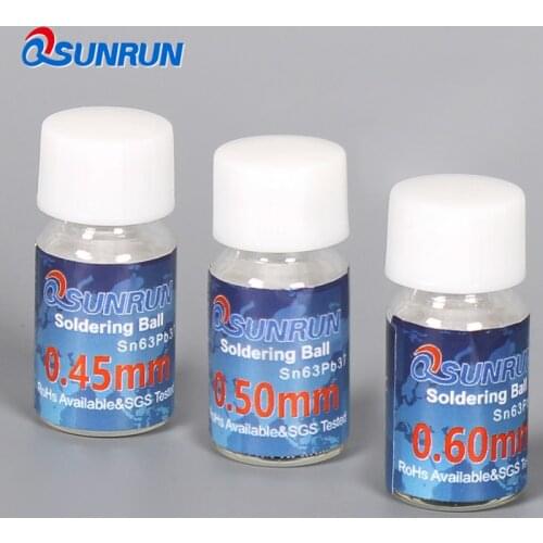 3 pcs / lot ( 0.45 mm / 0.5 mm / 0.6mm ) 12.5K BGA Leaded Solder Ball For Reballing Rework Soldering Repair PMTC SGS Sn63/Pb37