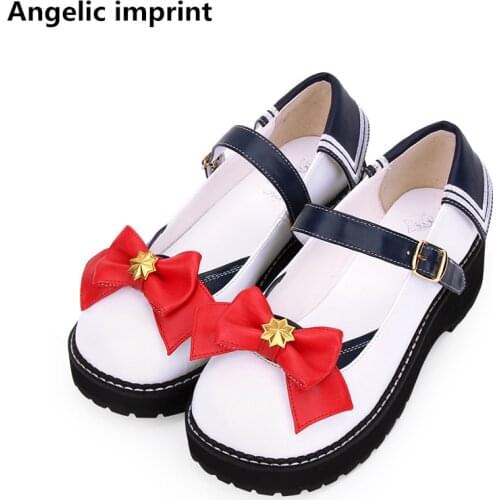 Angelic imprint woman mori girl lolita cosplay shoes lady wedges heels pumps women princess dress party shoes 33-47 Naval Wind