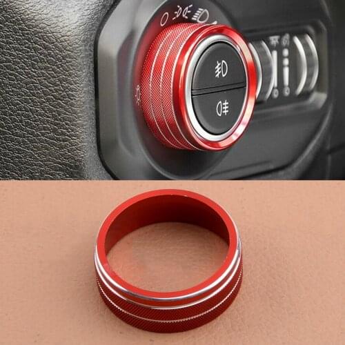 Car Red Aluminum Headlight Switch Button Ring Trim Cover Fit for Jeep Gladiator 2020 Accessories