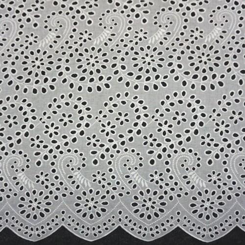 White Floral Hollow Lace Cloth Embroidered Womens Summer Cotton Cloth Hollow Lace Fabric