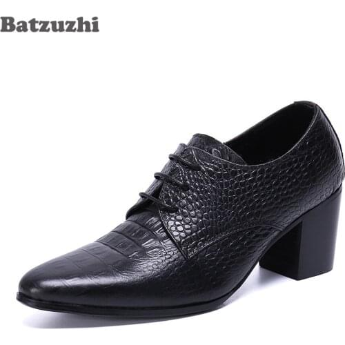 Batzuzhi Pointed Toe Black Leather Ankle Boots Men Italian Type Men Shoes Lace-up Formal Party and Wedding Mens Boots Botas