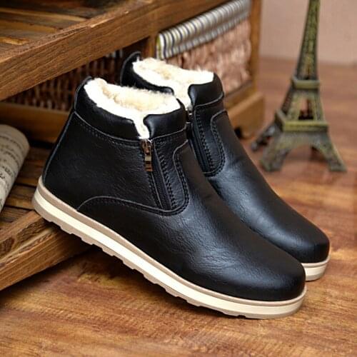 2019 mens ankle boots fashion winter warm shoes black brown casual blue male leisure boots plush cheap high ankle snow boots