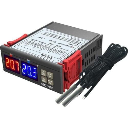 STC-3008 Dual Digital Temperature Controller Two Relay Output 12V 24V 220V Thermoregulator Thermostat With Heater Cooler