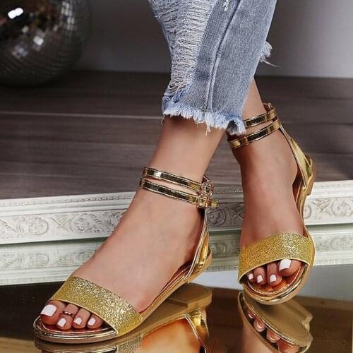 European and American Large Size Sandals Women 2021 Korean Summer Patent Leather Shoes for Women with Buckle Latch Shoe Female