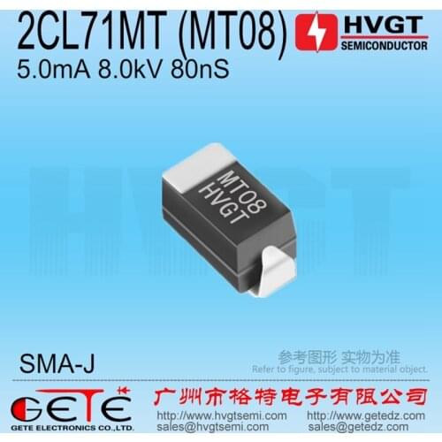 HVGT,High voltage diode 8kV,2CL71MT08, Silicon rectifier diode 5mA 8kV 80ns, SMT, SMA,Fast recovery, High frequency, 100pcs/bag