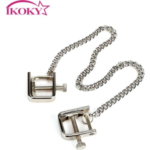 IKOKY Nipple Clamps Erotic Toys Breast Clips Metal Chain Stainless Steel Nipple Stimulator Sex Toys for Couple Adult Games