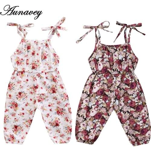 Newborn Toddler Baby Girls Clothes Flower Print Romper Jumpsuit Sun Suit Outfits 0-3 T