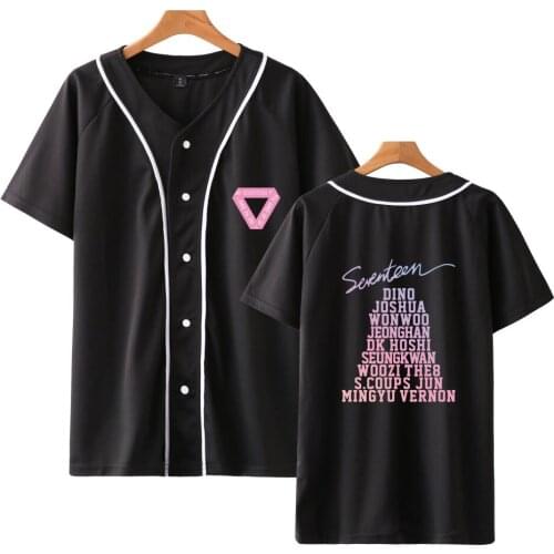 KPOP SEVENTEEN Baseball T-shirt Korean Team Fashion T shirt 2020 New Style Plus Size Short Sleeve Tshirts Tee Brand Clothes