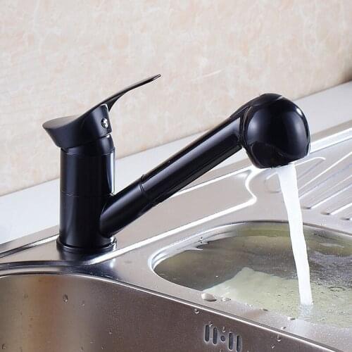 Kitchen Faucet Pull Out Spray Basin Sink Water Faucet Swivel Spout Cold and Hot Water Mixer Tap Water-Saving Deck Mounted Crane