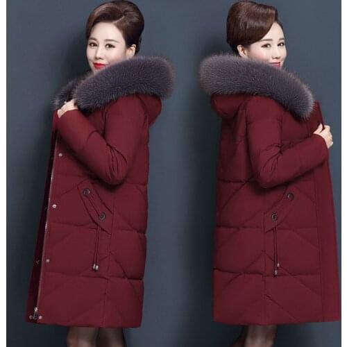 Jacket women middle-aged and elderly parka winter padded jacket mother mid-length womens thick cotton plus size