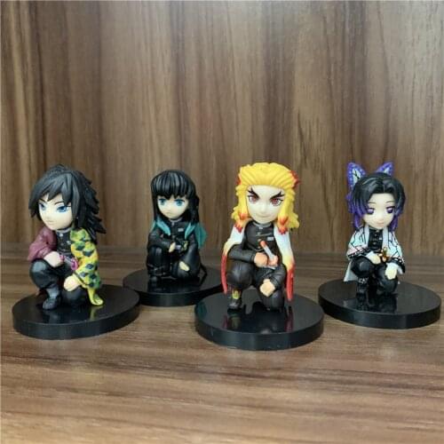 Set 4pcs Demon Slayer Tomioka Giyuu Kochou Shinobu Tokitou Muichirou Rengoku Kyoujurou Cute Ver. PVC Action Figure Model 6cm
