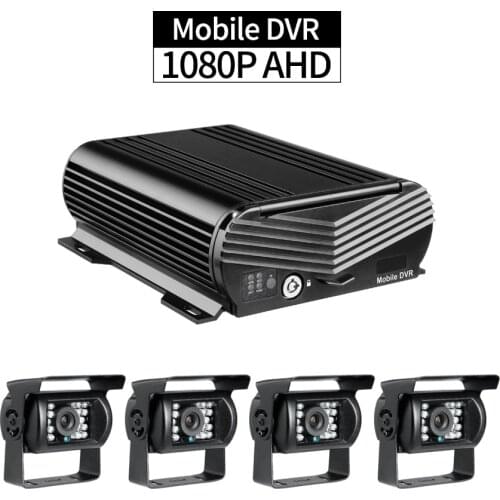 1080P Hard Disk Mobile DVR Kit with 4pcs AHD Waterproof 2.0MP Cameras G-sensor Loop Video for Truck Bus Surveillance Recorder