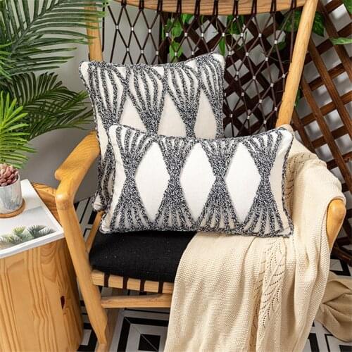 Black White Embroidery Pillow Cover Home Decoration Cushion Cover Sofa PillowCase Pillow Sham 30x50cm/45x45cm