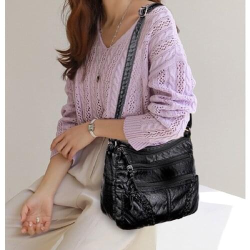 2020 Newest Retro Casual Braided Messenger Purse Trendy Solid Color Large Capacity Shoulder Bag Travel Satchel for Women Ladies