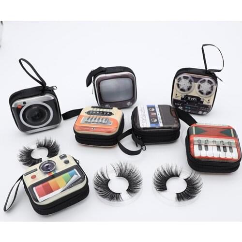 NEW 20pcs Empty Eyelashes Packaging with Tray Cartoon Radio Piano Lash Box Cute Design for 25MM Strip Lashes 3D Mink Lashes