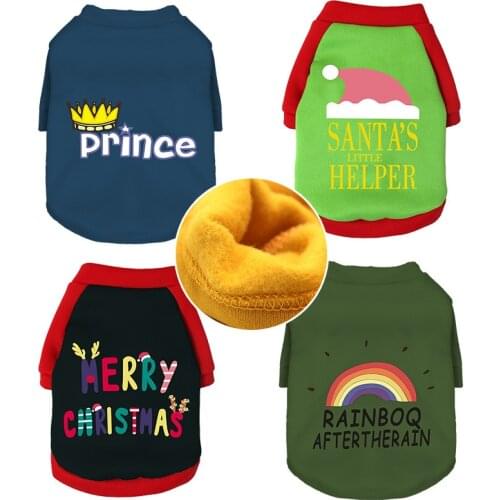 New Christmas Pet Shirt Winter Warm Dog Cat Clothing Hoodies Sweater Short-sleeved Round Neck Holiday Costumes for Small Dog