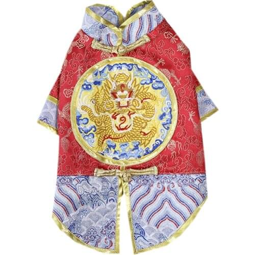 New Year Dog Clothes Tang Suit Chinese Spring Festival Dog Clothing Outfit Garment Pomeranian Poodle Bichon Schnauzer Coat