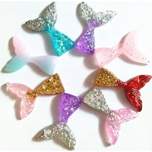 FUYIER New Fashion Fish Tail Acrylic Bead DIY Parts Accessories Jewelry Making Part Pendant For keychain Toy Mobile phone Stick