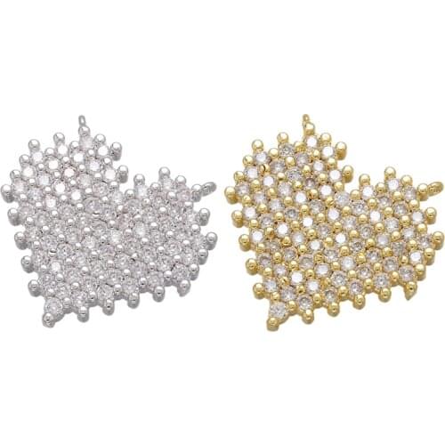 ZHUKOU CZ crystal gold/silver color heart necklace pendants for women DIY making neacklace Jewelry accessories supplies VD834