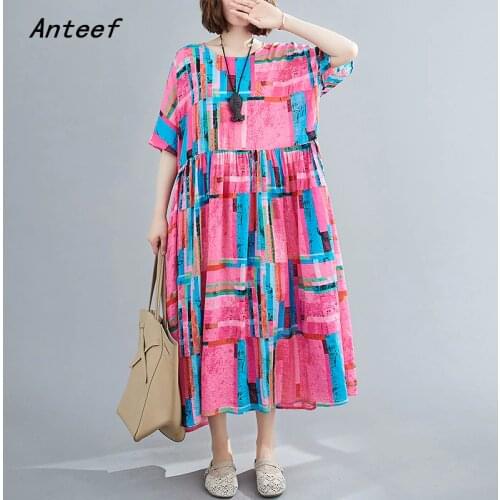 Short sleeve plus size cotton linen vintage dresses for women casual loose long woman summer beach dress elegant clothes 2021