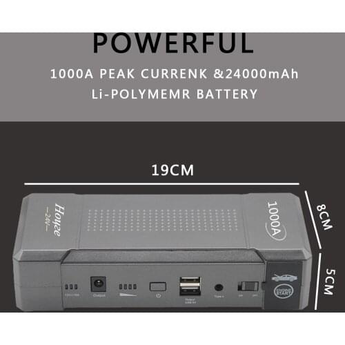 24000mAh 24V Portable Car And Truck Battery Booster Jump Starter Emergency Tool Power Bank Jump Starter Can Start RV/Bus/Tank