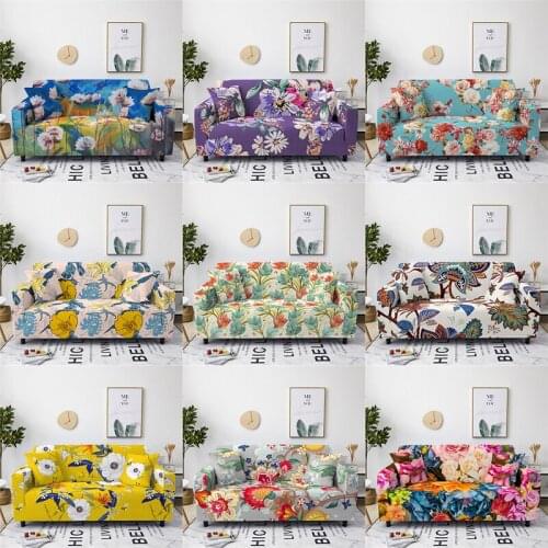 Plant Floral High Elastic All-inclusive Couch Cover Soft Sofa Cover L Shape 1/2/3/4 Seat Stretch Anti-slip Slipcovers Home Decor