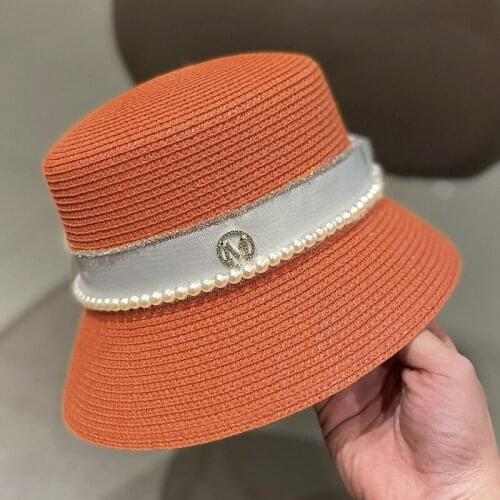 Hats For Women Womens Sun Hat Female Summer M Letter Straw Hat Anti-UV Beach Visor Caps Fashion Ladies Ribbon Panama Hat