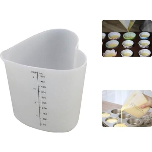 500ml Silicone Measuring Cups Heart Shape High Temperature Resistant Cake Baking Tools