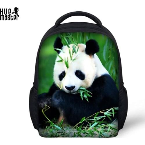 HUE MASTER Panda Print Book Bag for Children Kids 12 inch Kindergarten School Bags for Girls Boys 1-6 years old Small Daypack