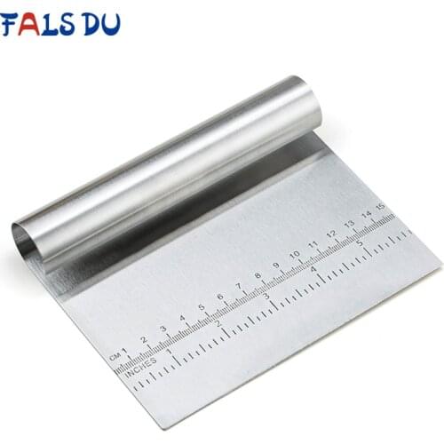 Stainless Steel Dough Pastry Scraper Pizza Cutter Smoother with Measuring Scale Baking Spatulas Decoration Kitchen Tools