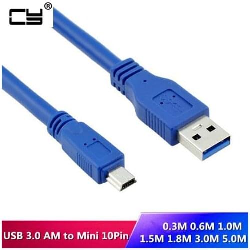 USB 3.0 A Male to Mini 10Pin B Extension Cable USB 3.0 A male to Mini USB cable 0.3M 0.6M 1M 1.5M 3M 1FT 2FT 5FT 6FT