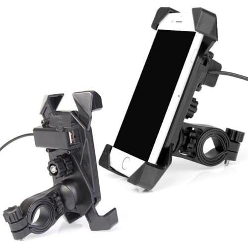 Universal Motorcycle Charger with USB Charger Cell Phone Mount Holder Clamp for Electric Bicycle Scooter ATV GPS Holder