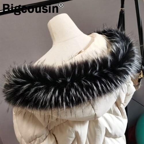 100% High Quality Faux Fur Collar Spring Winter Fur Scarf 16cm width Warm Wraps Men Children Thicken Scraves DIY Jackets Decor